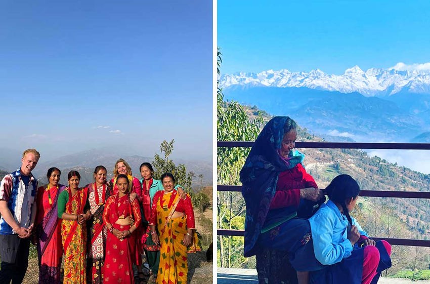 twee vrijwilligers aan het werk in Nepal